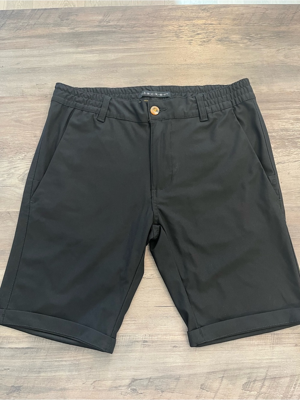 Men's Black Elastic-Waist Performance Shorts